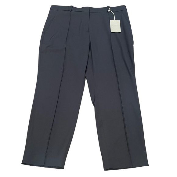 NWT Everlane Women's Sz 16 Navy Blue Wool Slim Dress Pants Ankle Crop - Picture 1 of 13